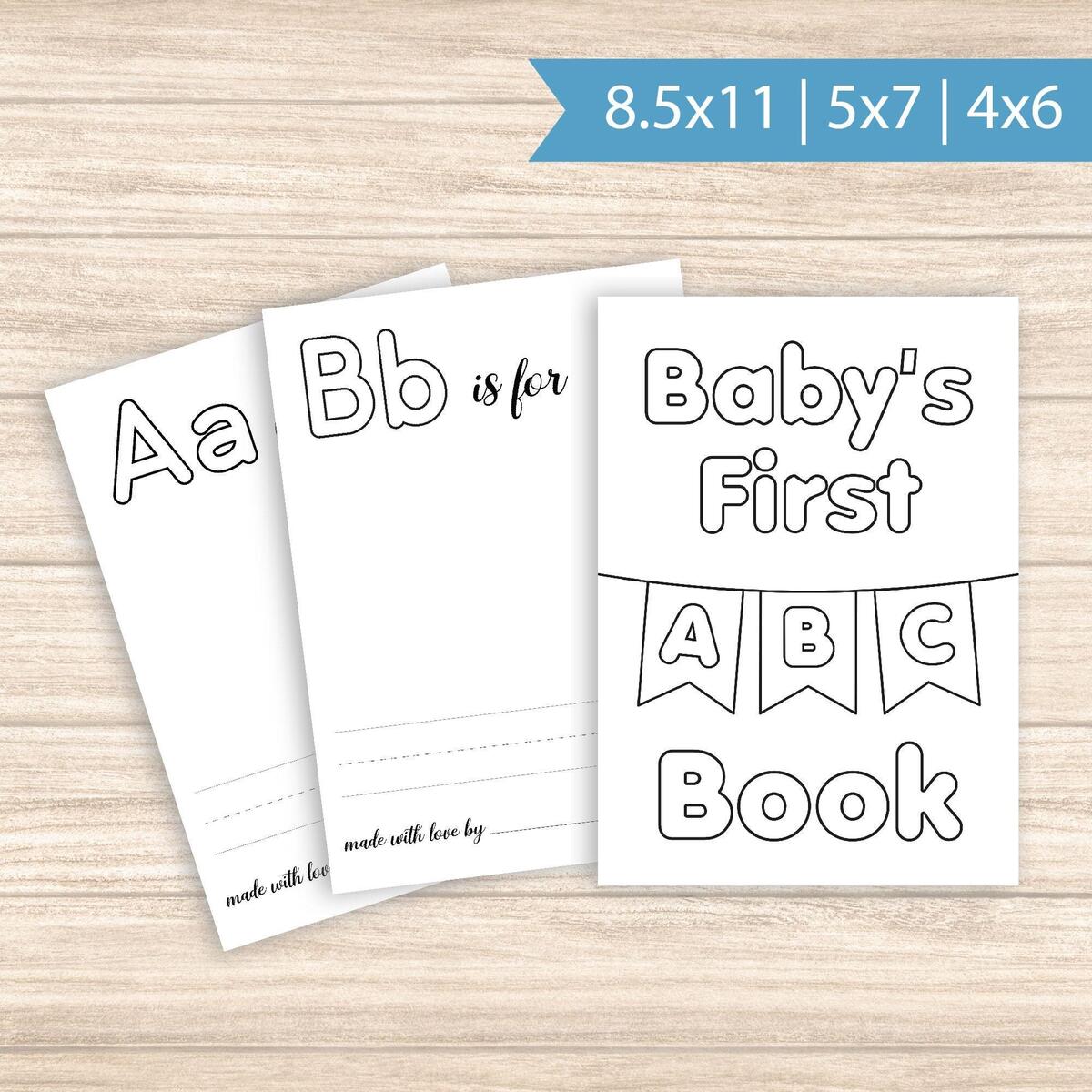 Babys First ABC Book Blank Alphabet Printable Pages Baby Shower Alternative Guest Book PDF Download 8 5x11 5x7 4x6 Etsy