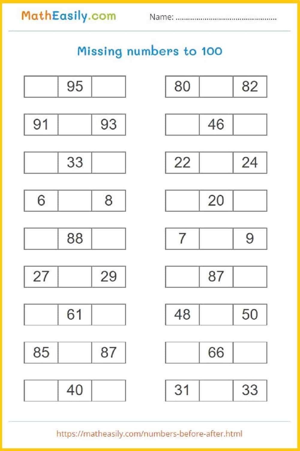 Before After And Between Numbers Worksheets 1 To 10 For Kindergarten Made By Teachers
