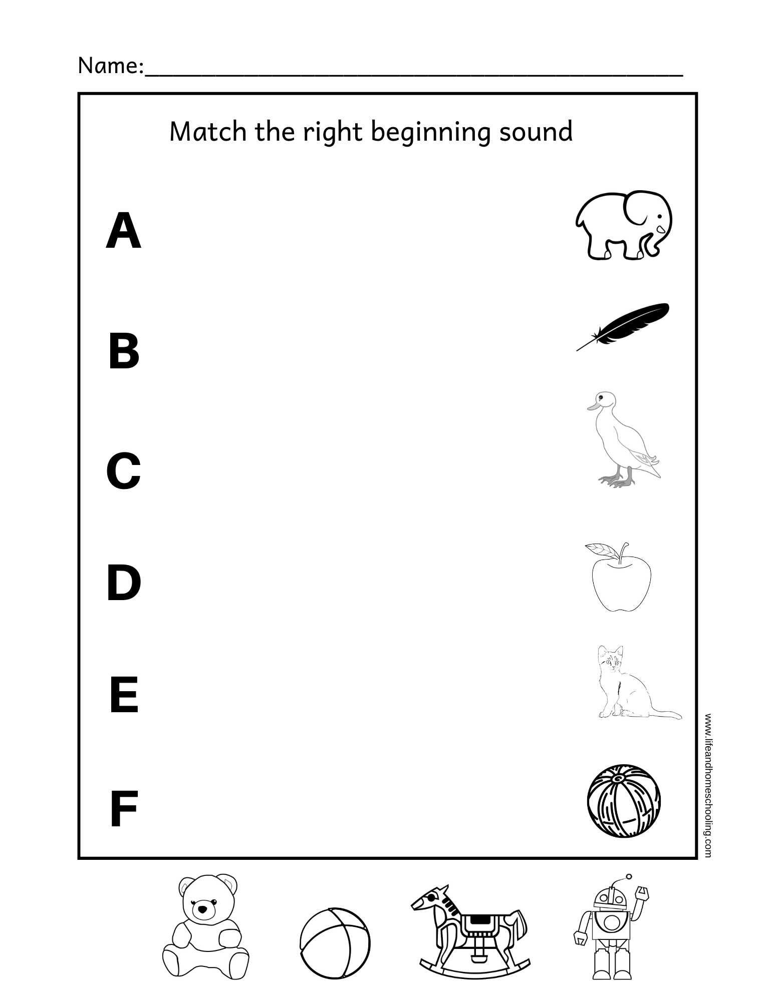 Match Beginning Sounds Worksheets For Kids Aged 2 6 Years