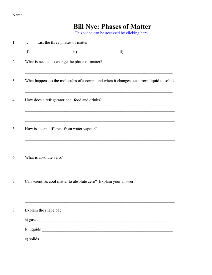 Bill Nye Phases Of Matter Worksheet Pango Worksheets Library Bill Nye Phases Of Matter Worksheet Pango Worksheets Library