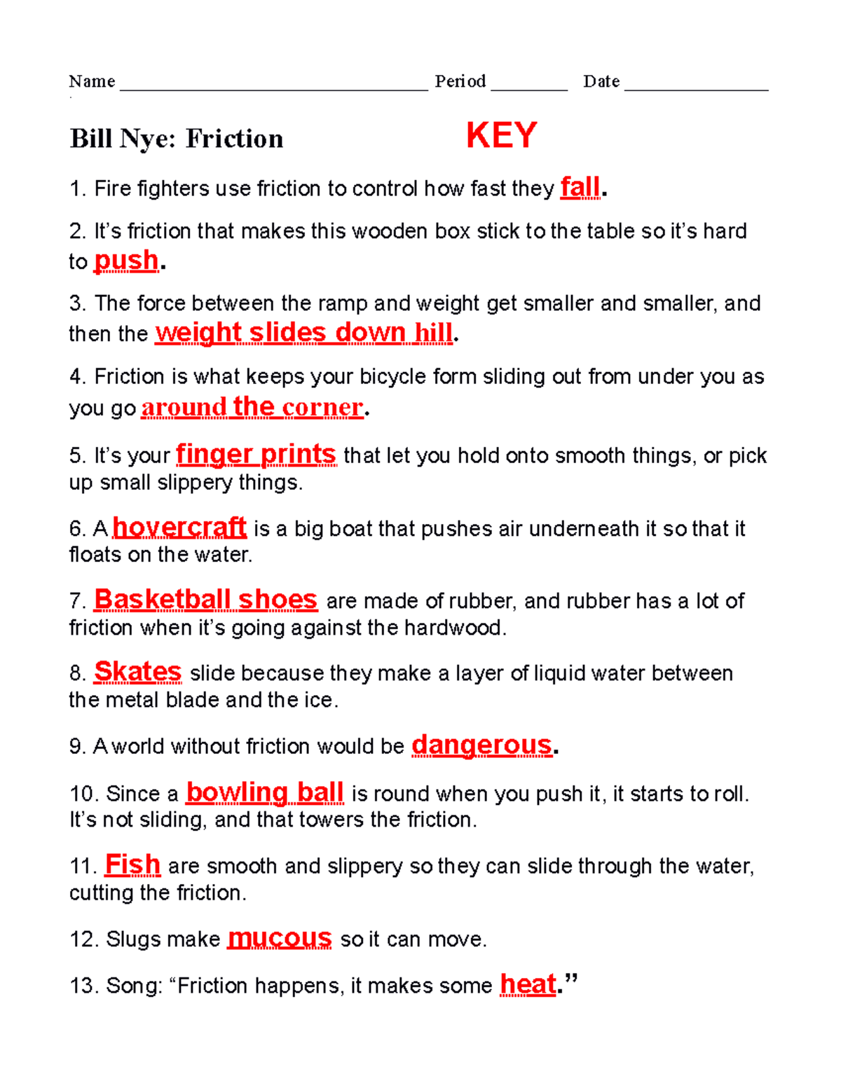 Bill Nye Science Friction Worksheet Key Studocu Bill Nye Science Friction Worksheet Key Studocu