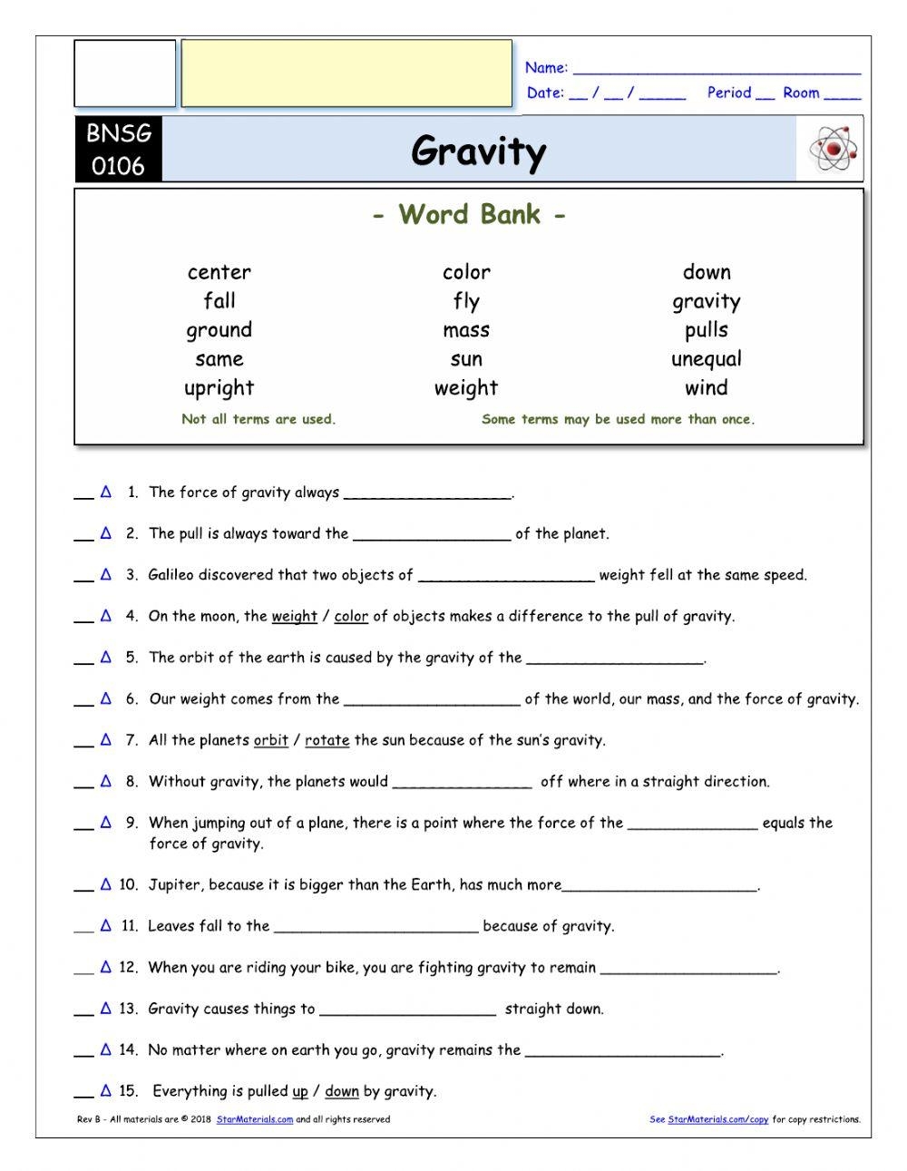 Bill Nye The Science Guy Gravity Online Exercise For Live Worksheets Library