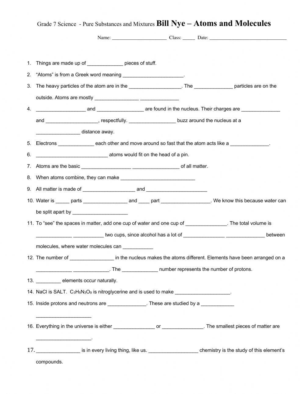 Bill Nye Worksheets Engaging Science Activities For Students