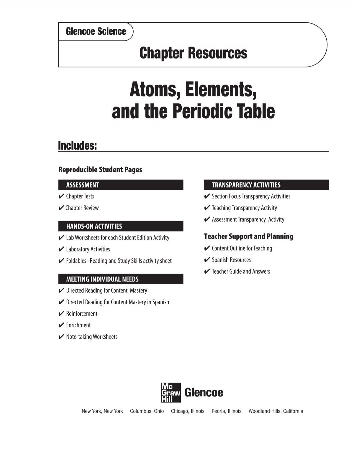 Chapter 4 Resource Atoms Elements And The Periodic Table Chapter 4 Resource Atoms Elements And The Periodic Table