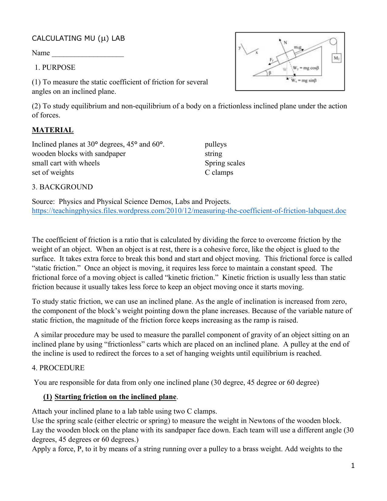 Coefficient Of Friction Lab Inclined Plane Physics Coefficient Of Friction Lab Inclined Plane Physics