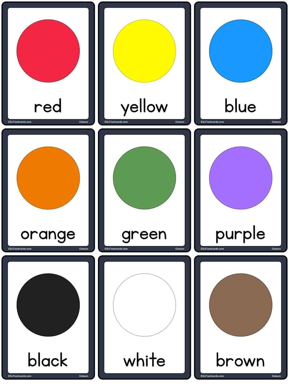 Colours Set C ESL Flashcards Colours Set C ESL Flashcards
