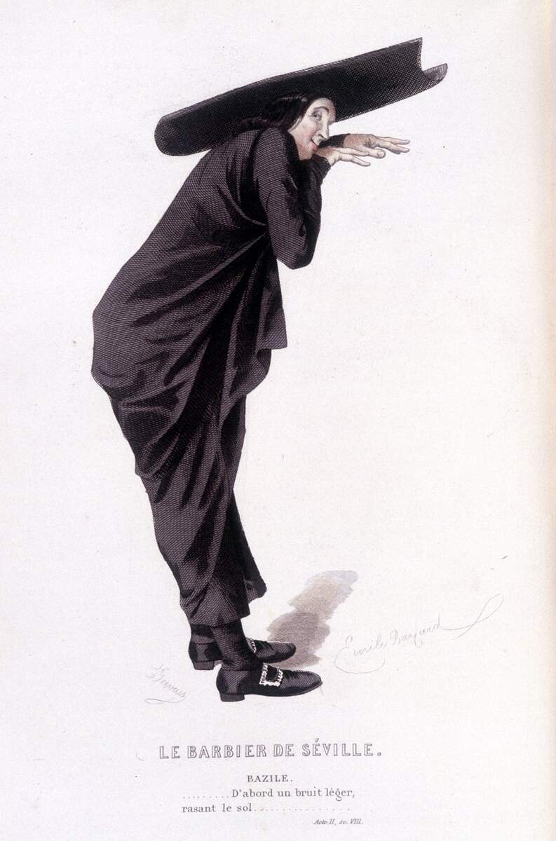 Complete Work By Beaumarchais 1732 1799 By Edouard Fournier Drawing By Emile Bayard Ed Laplace Sanchez Et Cie Paris 1876 This Is Bazile In The Barber Of Seville