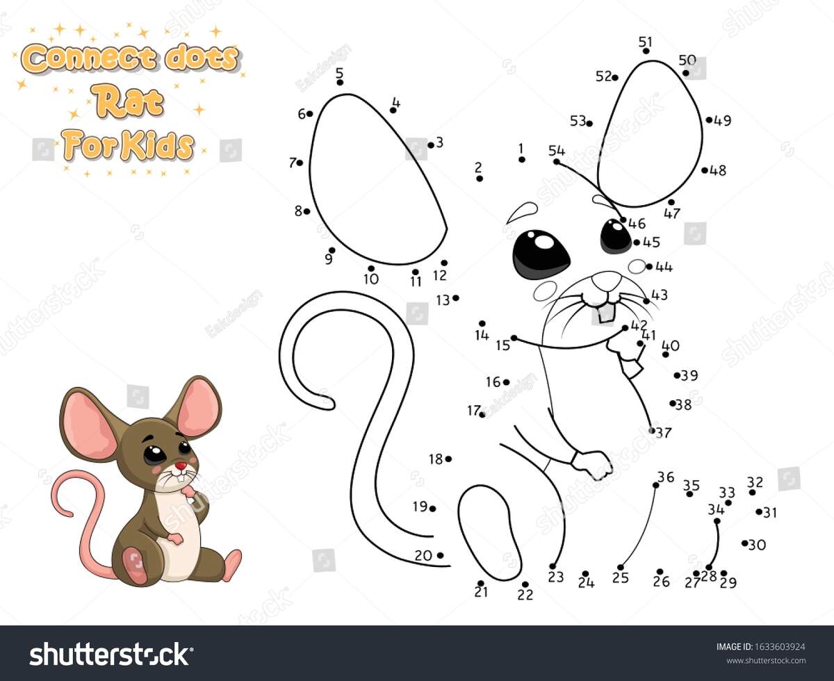 Connect Dots Draw Cute Cartoon Rat Stock Vector Royalty Free 1633603924 Shutterstock