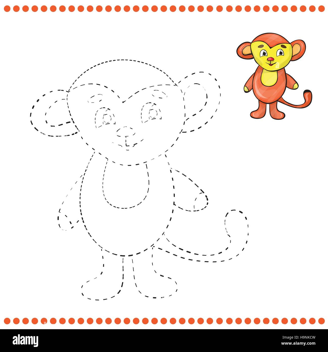 Connect The Dots And Coloring Page Monkey Stock Vector Image Art Alamy