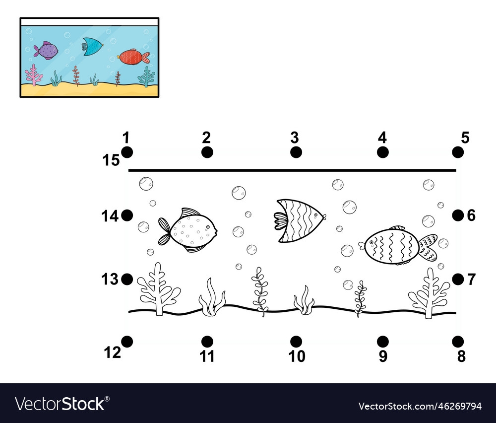 Connect The Dots And Draw An Aquarium Activity Royalty Free Vector VectorStock Aquarium Fish Beautiful Dot Dot Educational Stock Vector Royalty Free 1039997542 Shutterstock