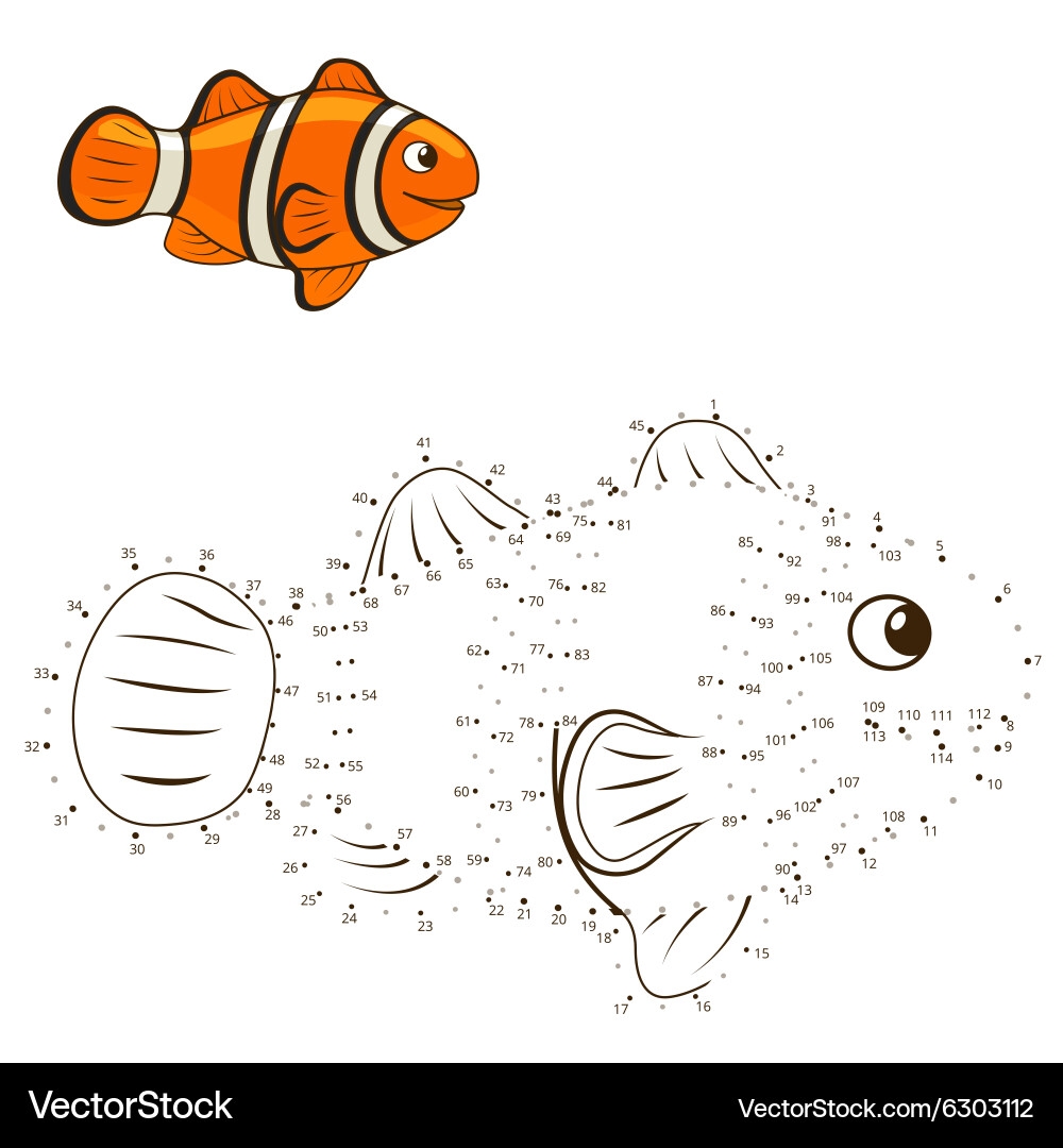 Connect The Dots Clownfish Puzzle Royalty Free Vector VectorStock Connect The Dots Clownfish Puzzle Royalty Free Vector VectorStock