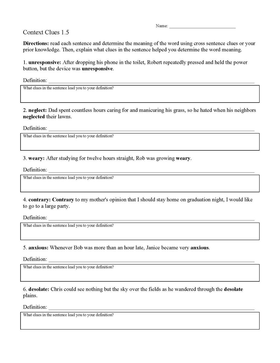 Context Clues Worksheet 1 5 Reading Activity Compare Fiction And Nonfiction 1st Grade Rl 1 5 Google Slides
