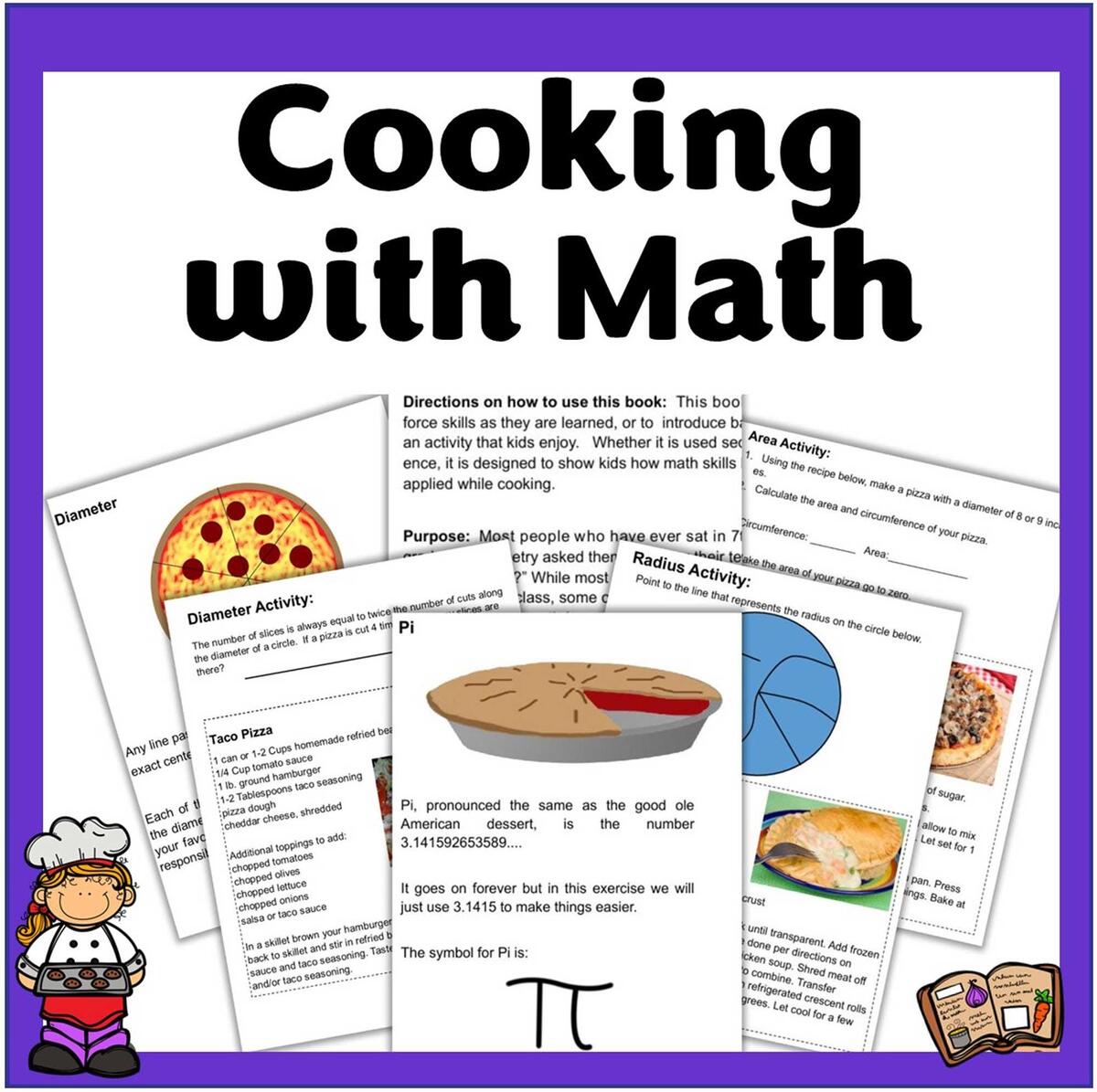 Cooking With Math Middle School Activities Digital Download Etsy Food Math Worksheets Fun With Preschool Math KiddyCharts Shop