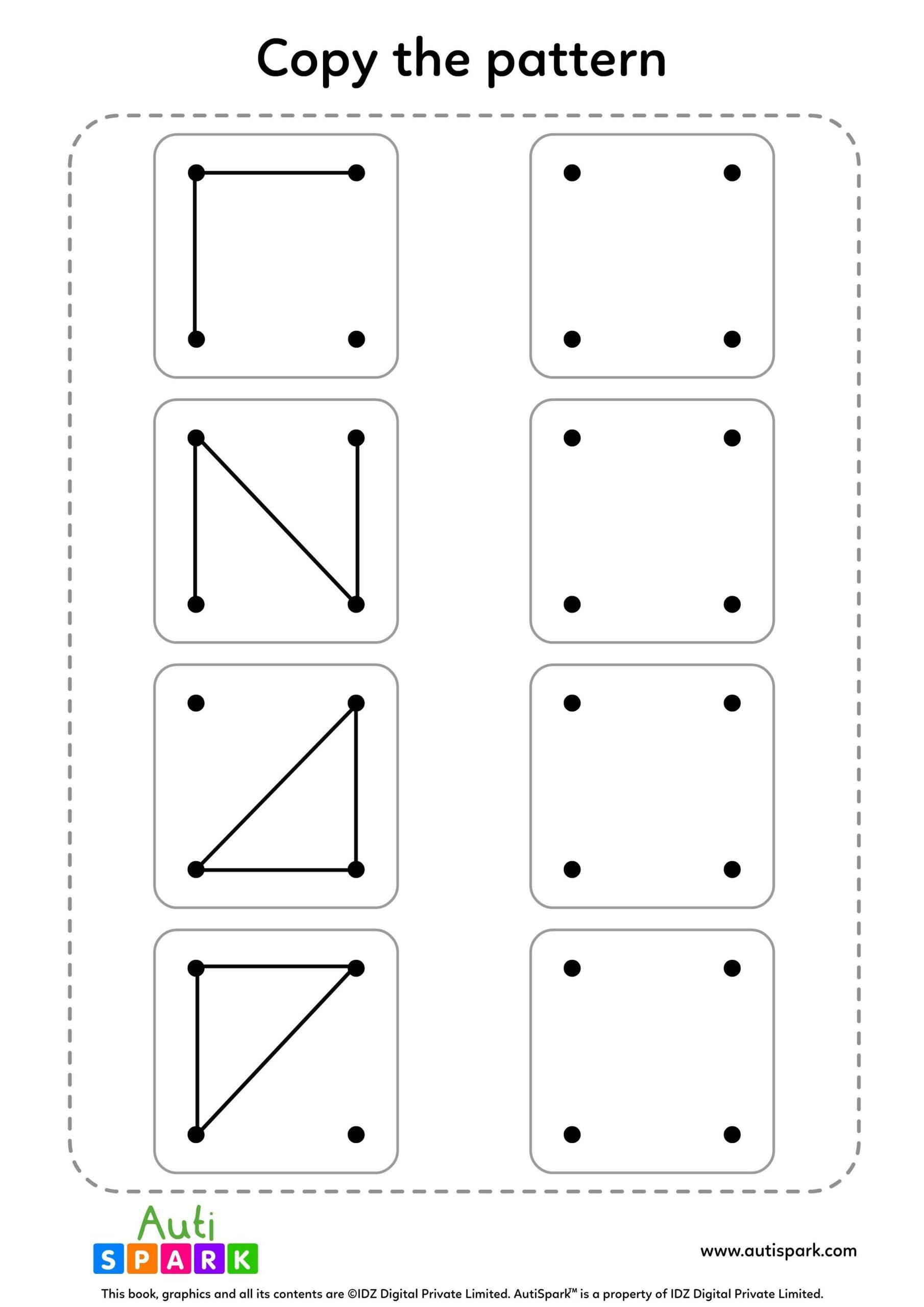 Copy The Patterns 4 Dots Worksheets Special Education Worksheets