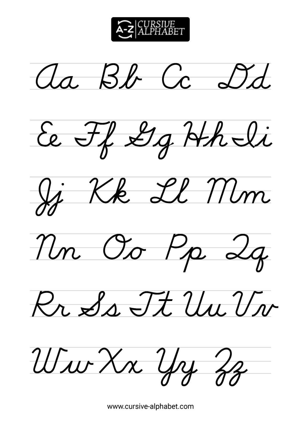 Cursive Alphabet A To Z Free Cursive Writing Printable Sheets Cursive Alphabet A To Z Worksheets Uppercase Lowercase