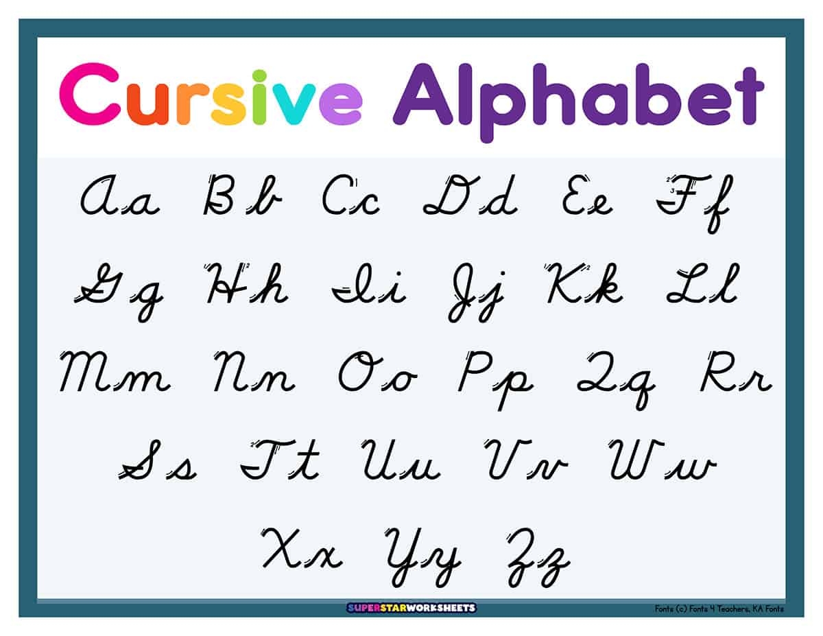 Cursive Alphabet Superstar Worksheets Cursive Alphabet Tracing Worksheet Printable Trace The Cursive Alphabet Cursive Practice Letter Tracing Tracing Worksheets Etsy Israel