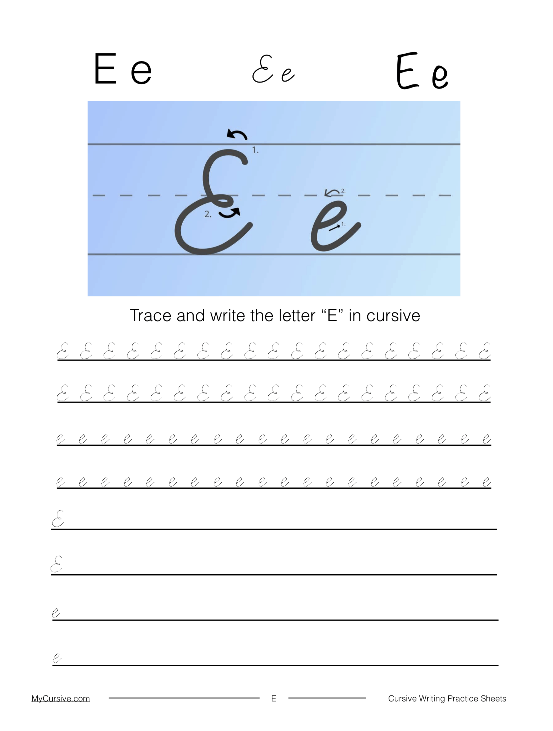 Cursive Letters Learning Write Ee Stock Vector Royalty Free 356217527 Shutterstock