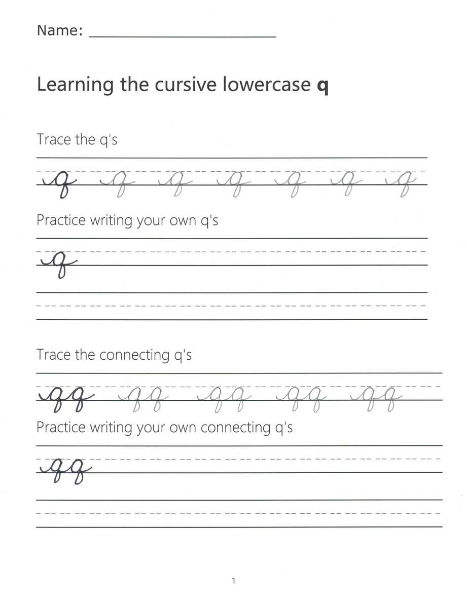 Cursive Q Full Tutorial And Worksheet