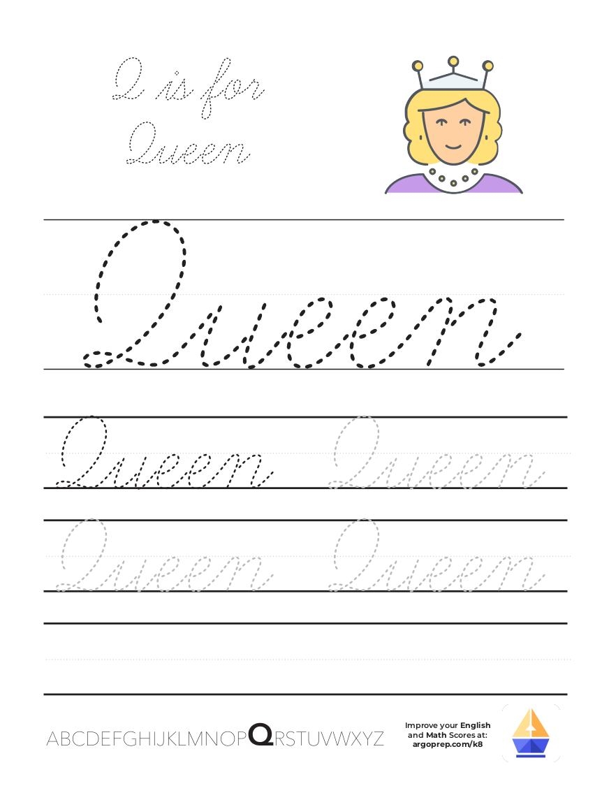Cursive Q Is For Queen ArgoPrep