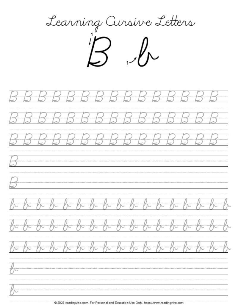 Cursive Writing Letter B ReadingVine Cursive Handwriting Small Letter B Free Printable Worksheets Worksheets Library