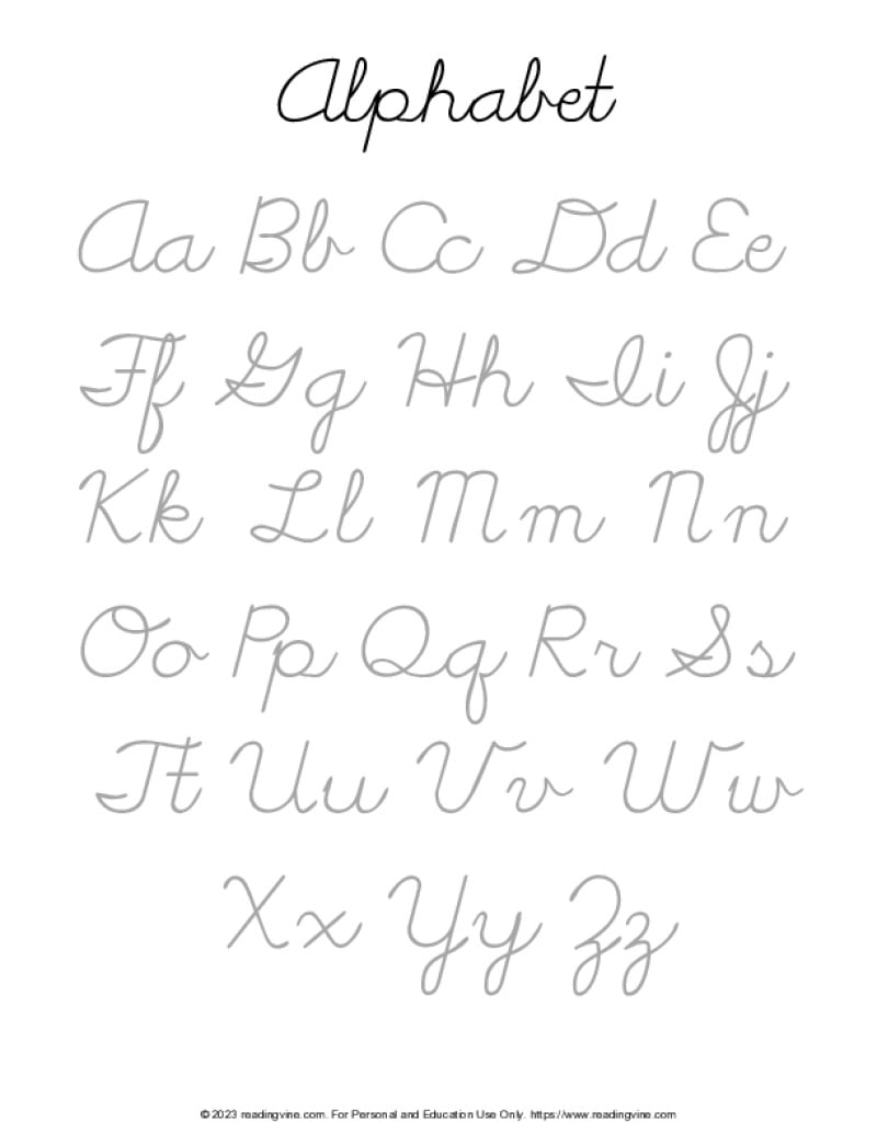 Cursive Writing Practice Sheets PDF ReadingVine Free Printable Cursive Writing Worksheet Templates Canva