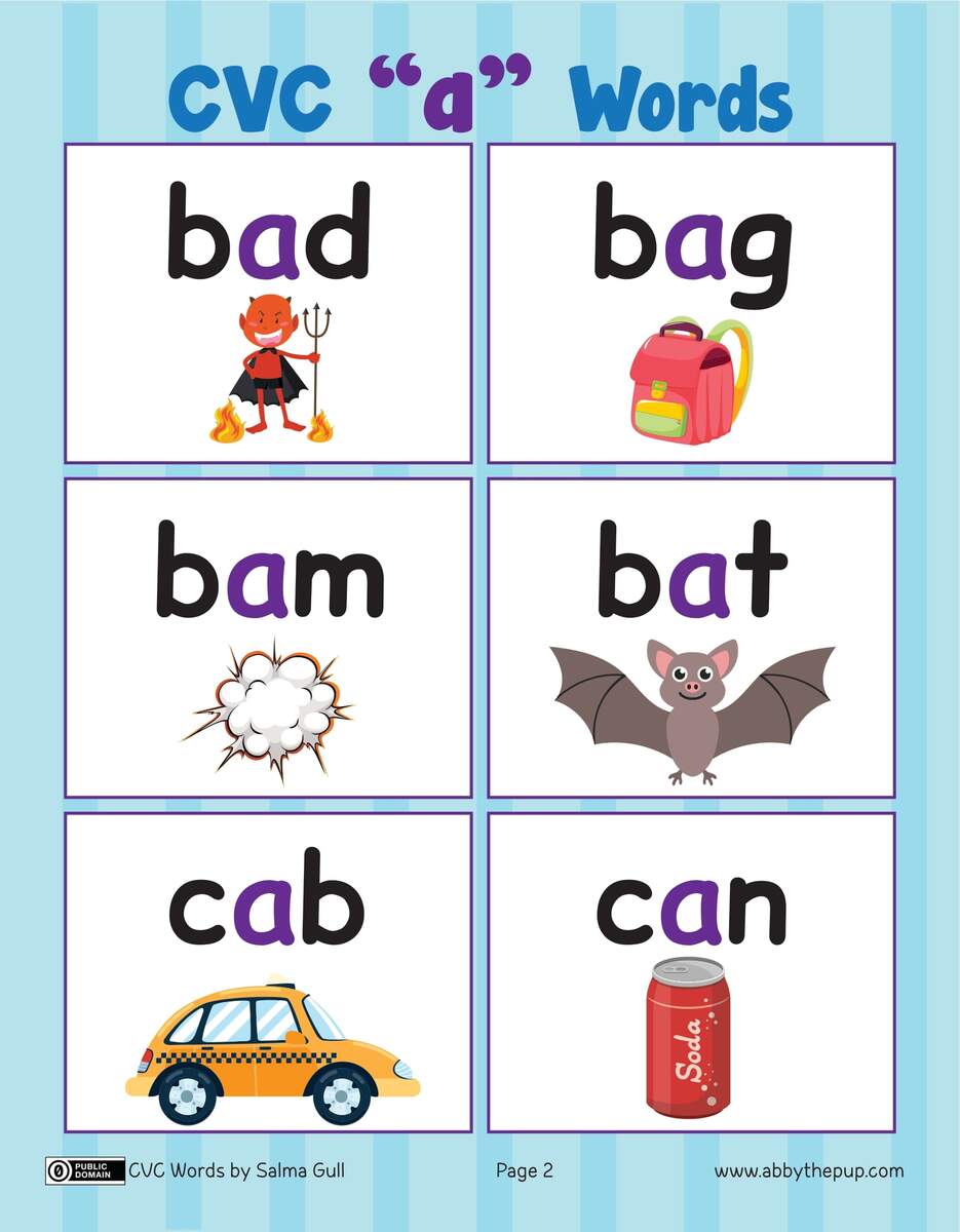 CVC A Words Flash Cards Free Printable Paper Raft Templates