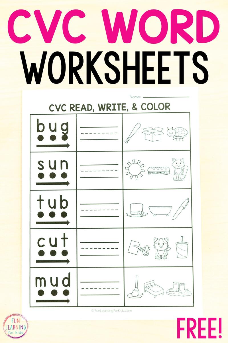 CVC Words Read Write And Color Worksheets 120 Sight Words Read Trace Write 6 Sight Words Per Worksheet For 1st Grade Made By Teachers