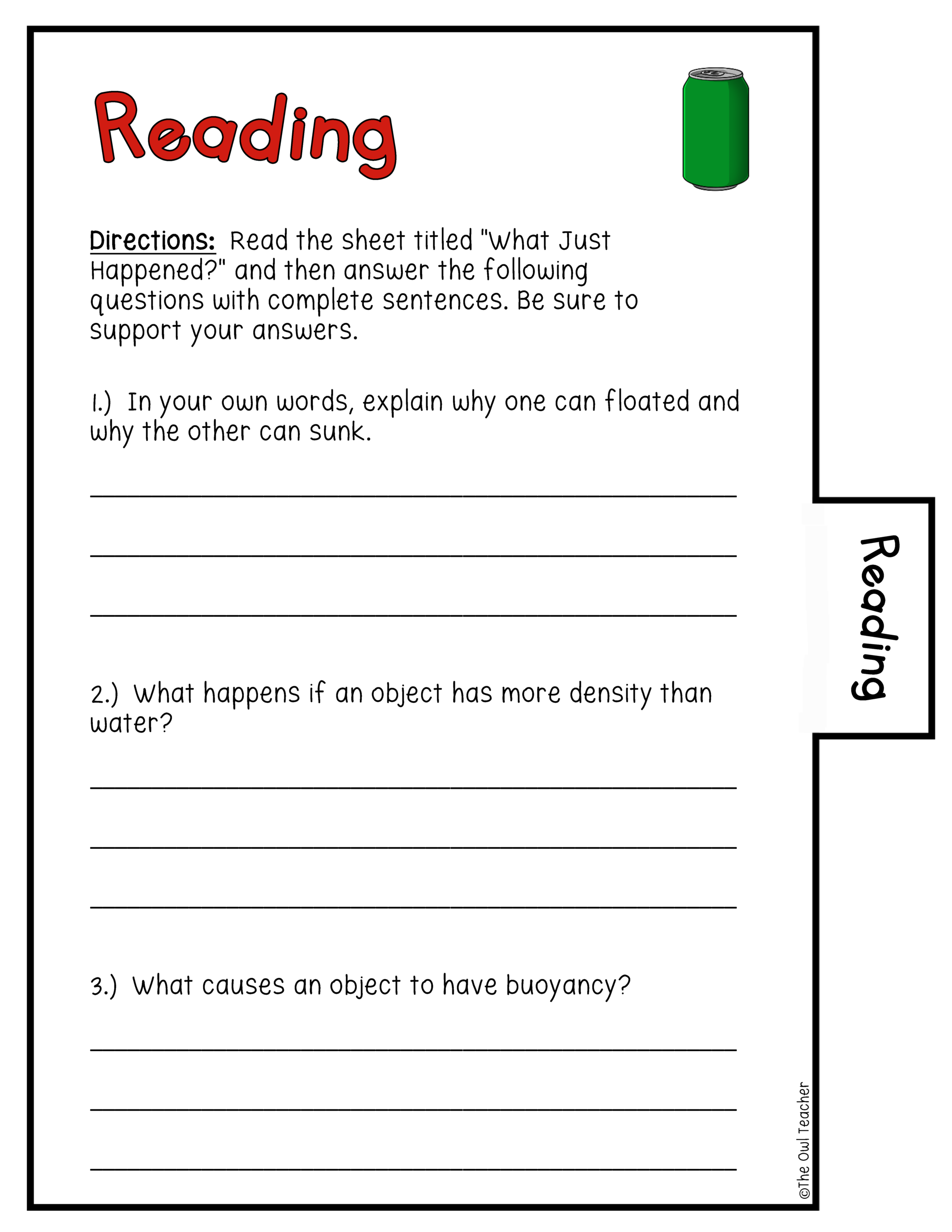 Density And Buoyancy Investigation Booklet Printable Digital The Owl Teacher