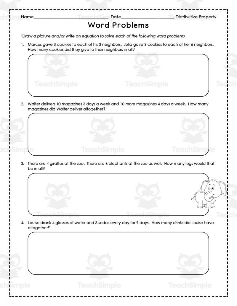 Distributive Property Word Problems By Teach Simple