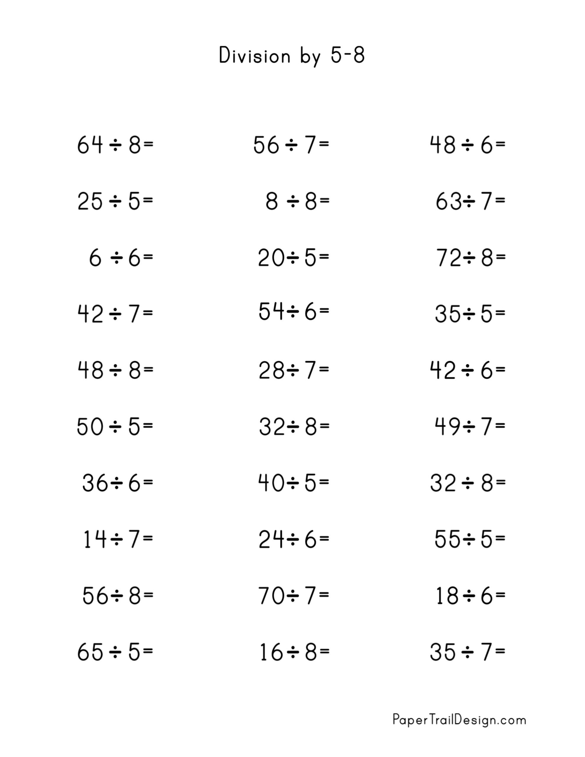 Division Worksheets For Division Facts 1 12 Paper Trail Design Division Worksheets For Division Facts 1 12 Paper Trail Design
