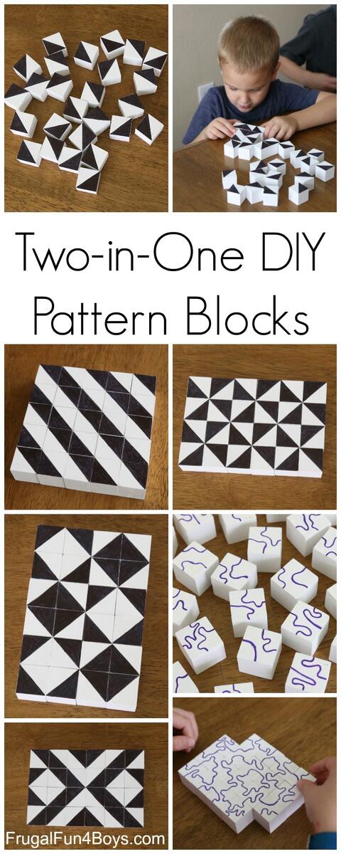 DIY Pattern Building Blocks An Awesome STEM Activity For Kids Frugal Fun For Boys And Girls Amazon Learning Resources Pattern Block Activity Set 20 Double Sided Cards Ages 4 Toys Games