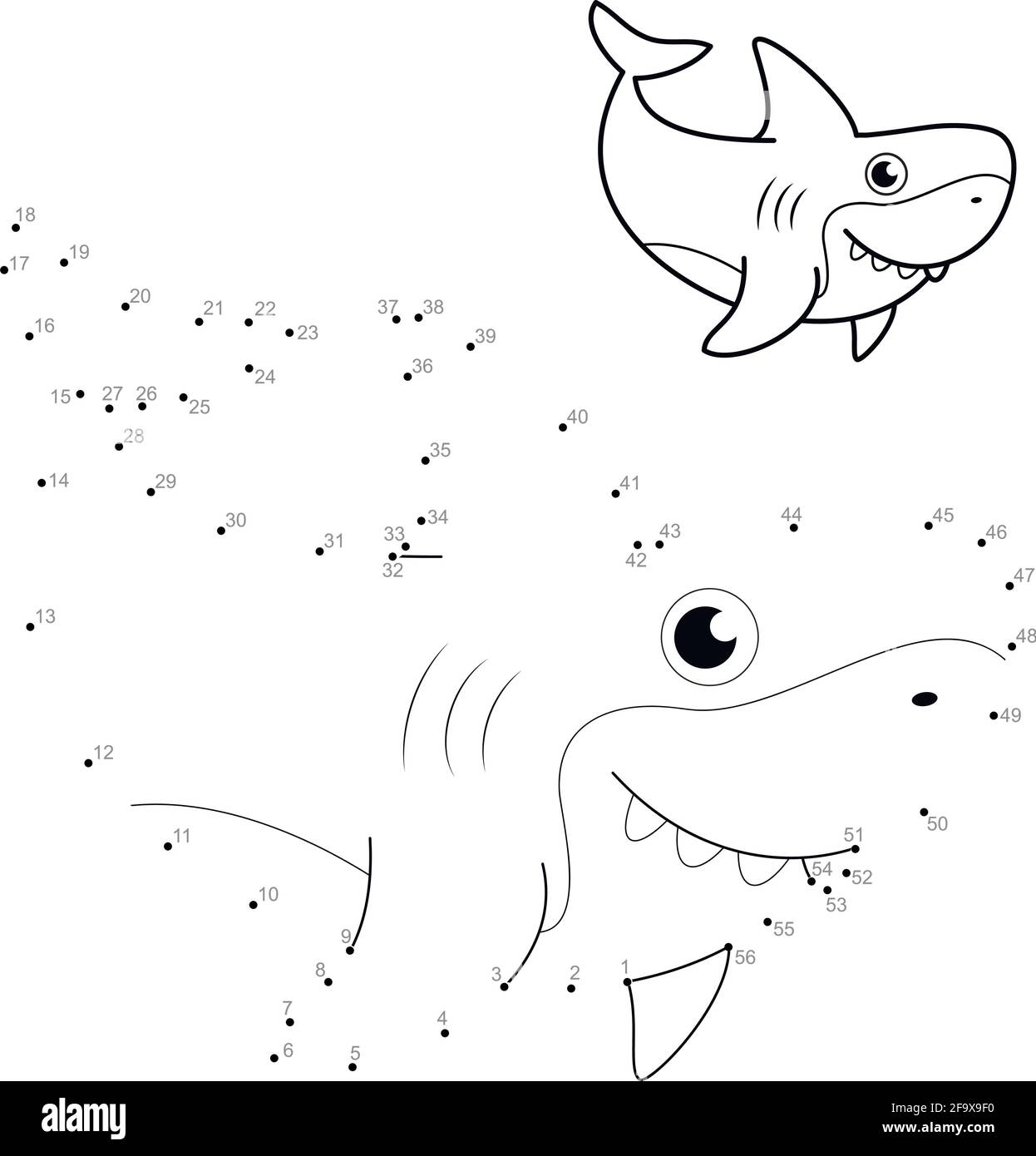 Dot To Dot Puzzle For Children Connect Dots Game Shark Illustration Stock Vector Image Art Alamy