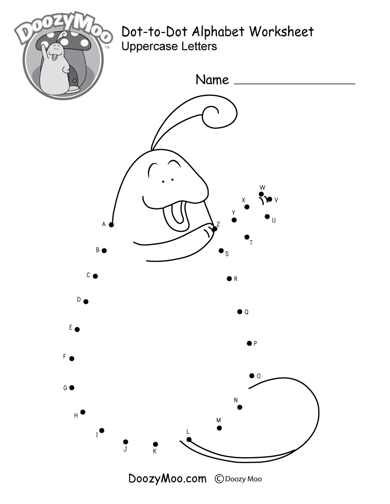 Dot to Dot Uppercase Letters Worksheet Free Printable Doozy Moo