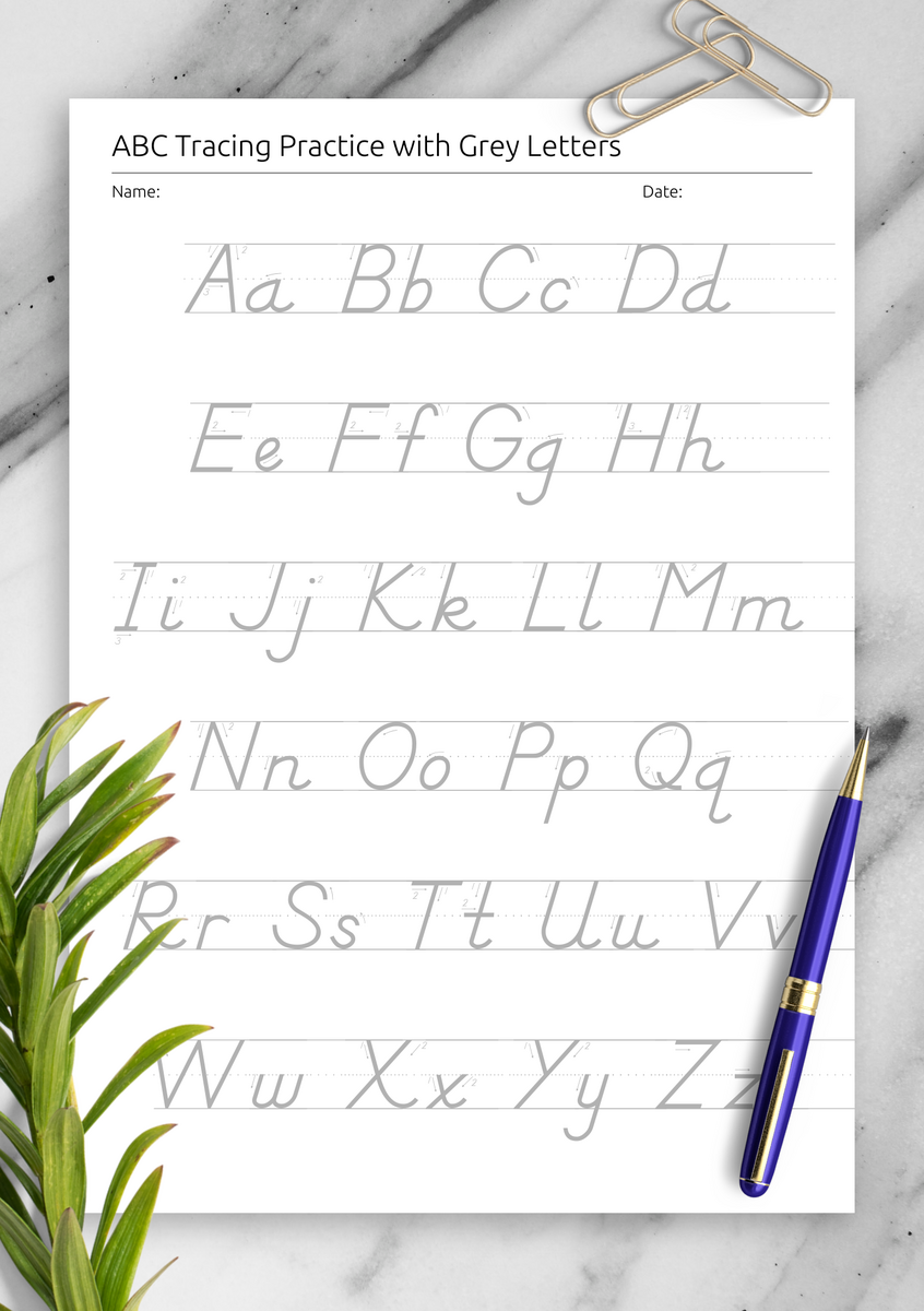 Download ABC Grey Letter Tracing For Kids Printable PDF Download ABC Grey Letter Tracing For Kids Printable PDF
