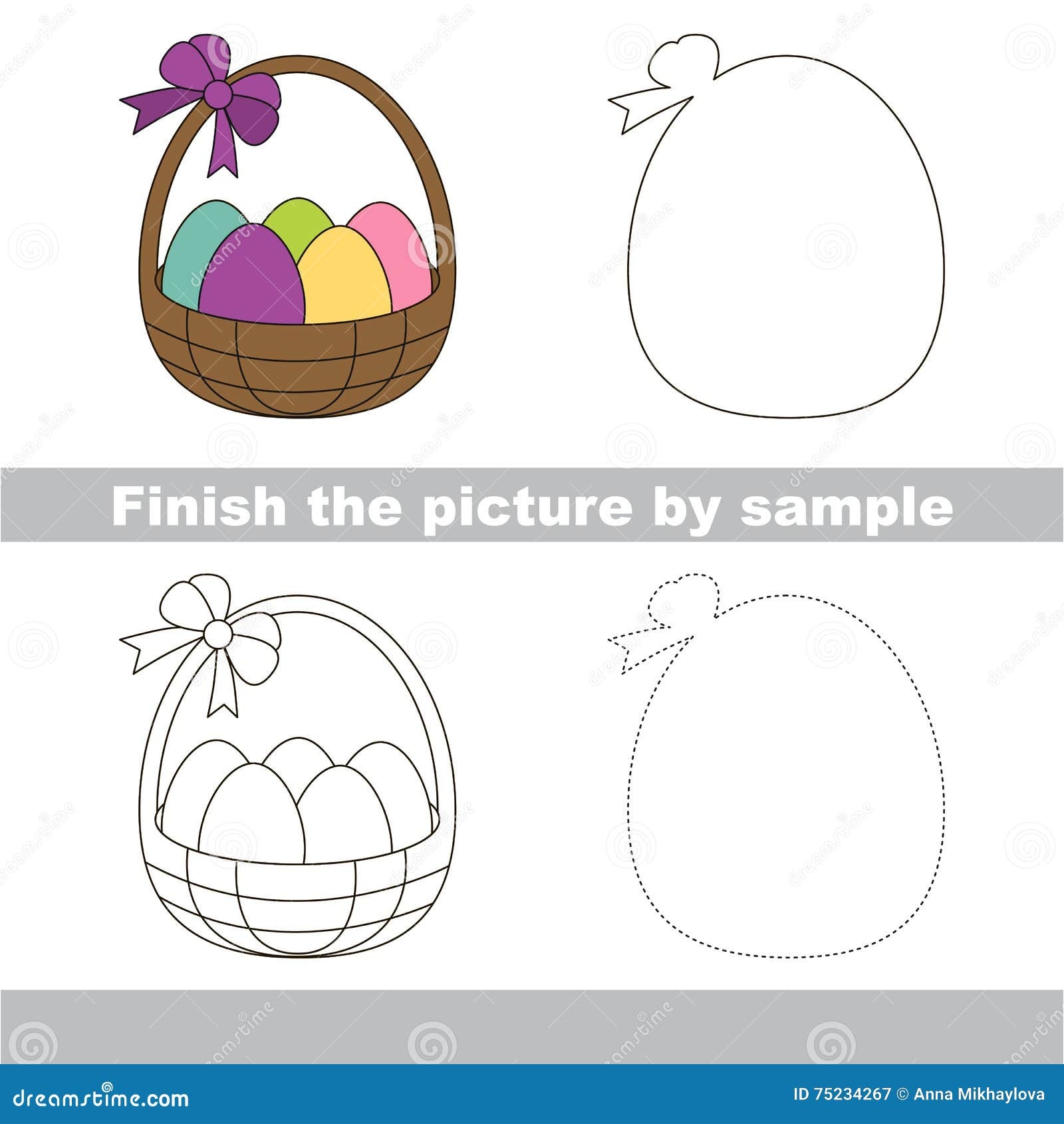 Easter Backet Drawing Worksheet Stock Vector Illustration Of Tutorial Drawing 75234267 Easter Theme Finish The Picture Coloring Book Pages For Kids Education Developing Worksheet Game For Children Handwriting Practice Cartoon Chara Stock Vector Image Art Alamy
