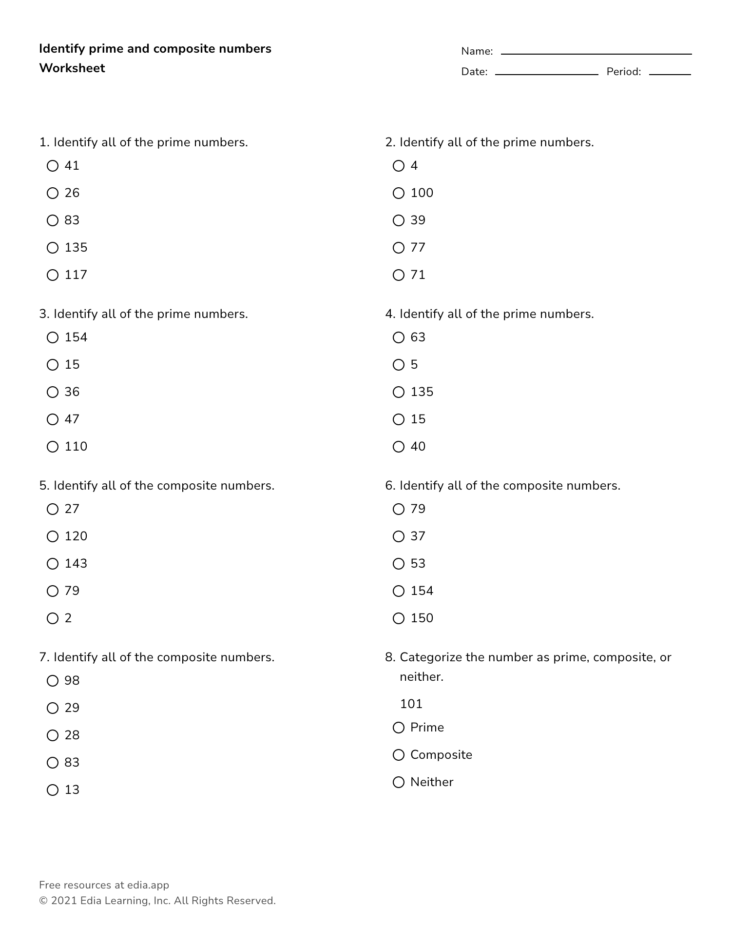 Greatest Common Factor Worksheet Page
