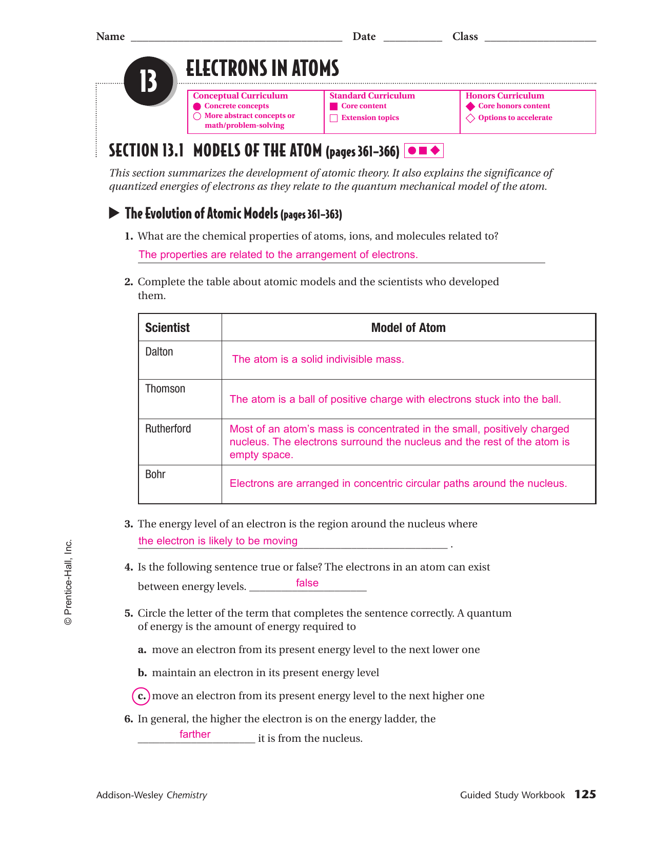 Electrons In Atoms Guided Study Workbook Electrons In Atoms Guided Study Workbook