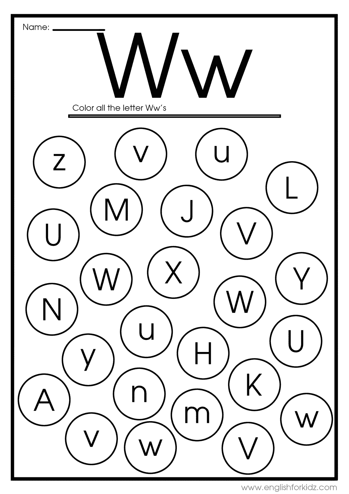English For Kids Step By Step Letter W Worksheets Flash Cards Coloring Pages