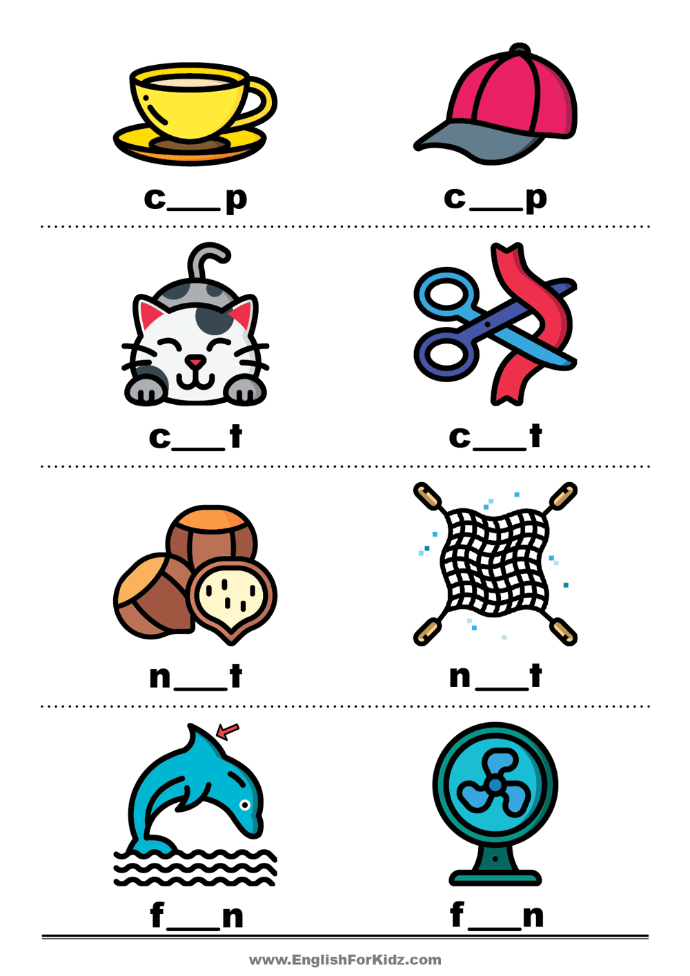 English For Kids Step By Step Missing Letters Worksheets