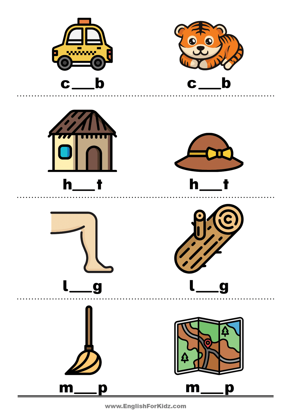 Missing Letter Cvc Words Activity Worksheet For Grade 1 Or 2 Teaching Resources