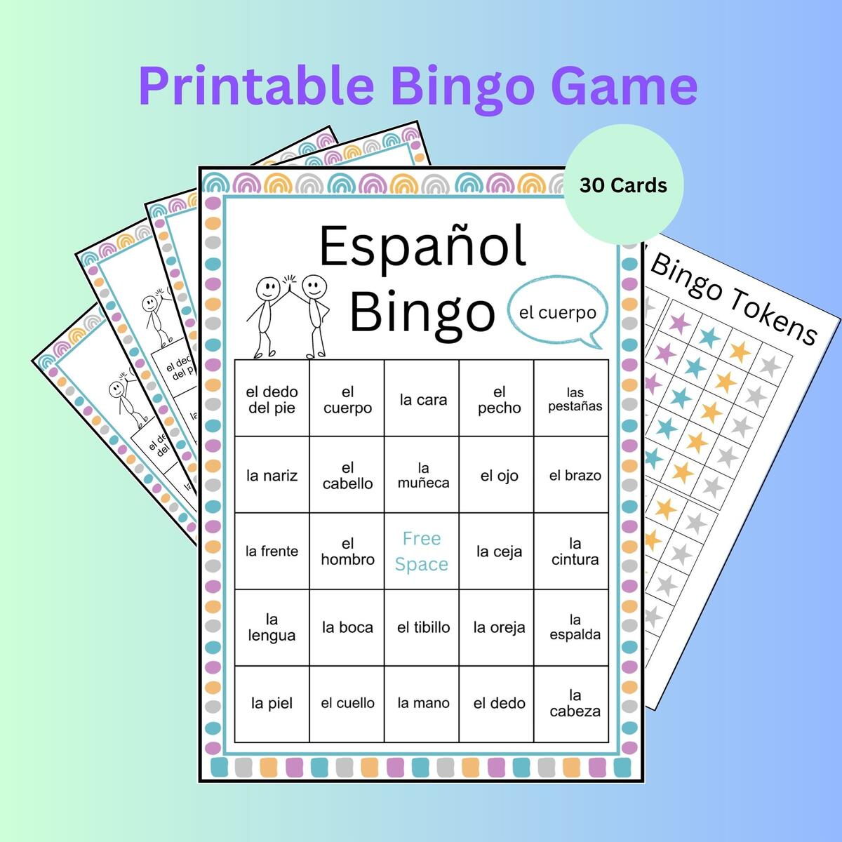 Espa ol Bingo Game Printable Spanish Bingo Spanish Basics Spanish Game For School Spanish Teacher Classroom Digital Download El Cuerpo Etsy