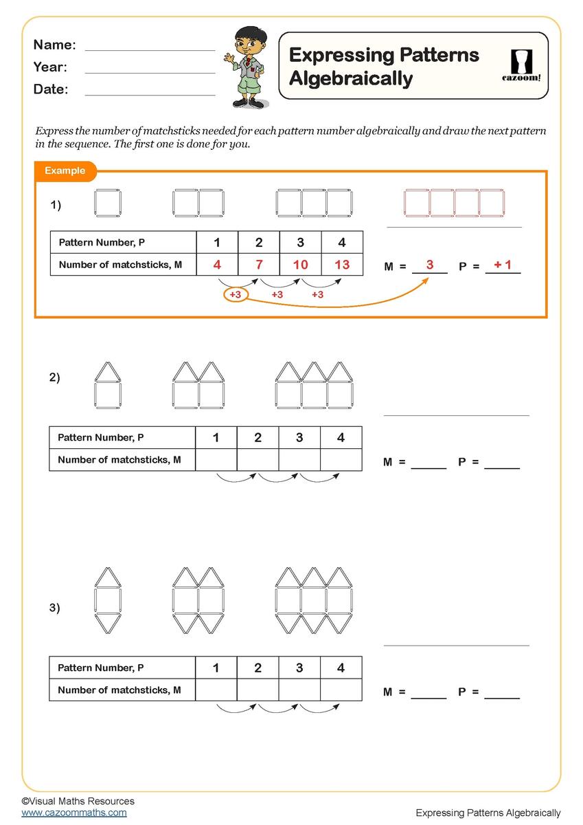 Expressing Patterns Algebraically Worksheet Fun And Engaging Year 6 PDF Worksheets