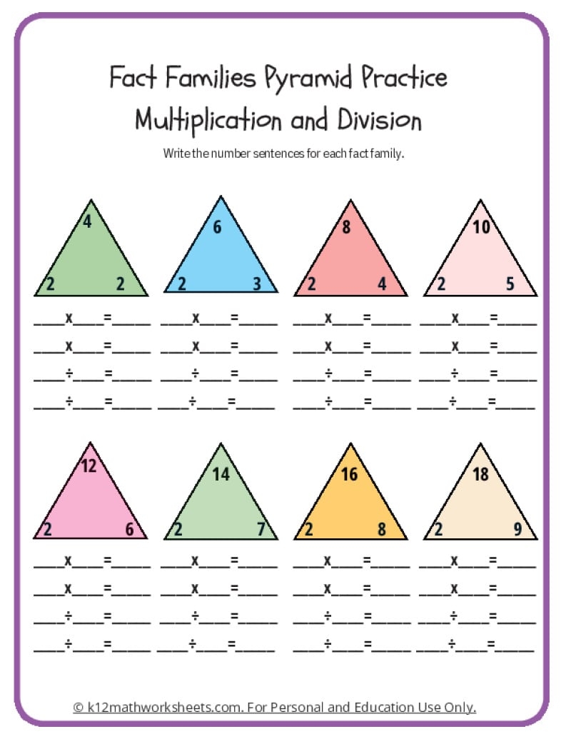 Fact Family Worksheets FREE Printable 2nd Grade Math Minutes Worksheets Pdf