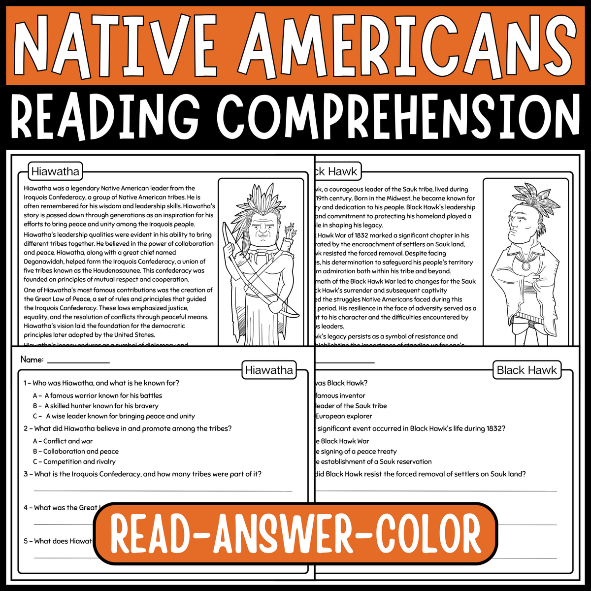 Famous Figures Native Americans Reading Comprehension Passages Bundle Made By Teachers Famous Figures Native Americans Reading Comprehension Passages Bundle Made By Teachers