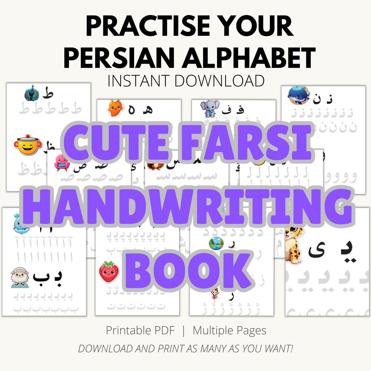 Farsi Alphabet Handwriting Workbook Fun Learning Activities PDF Download Etsy Persian Farsi Alphabet Workbook Digital Download Etsy