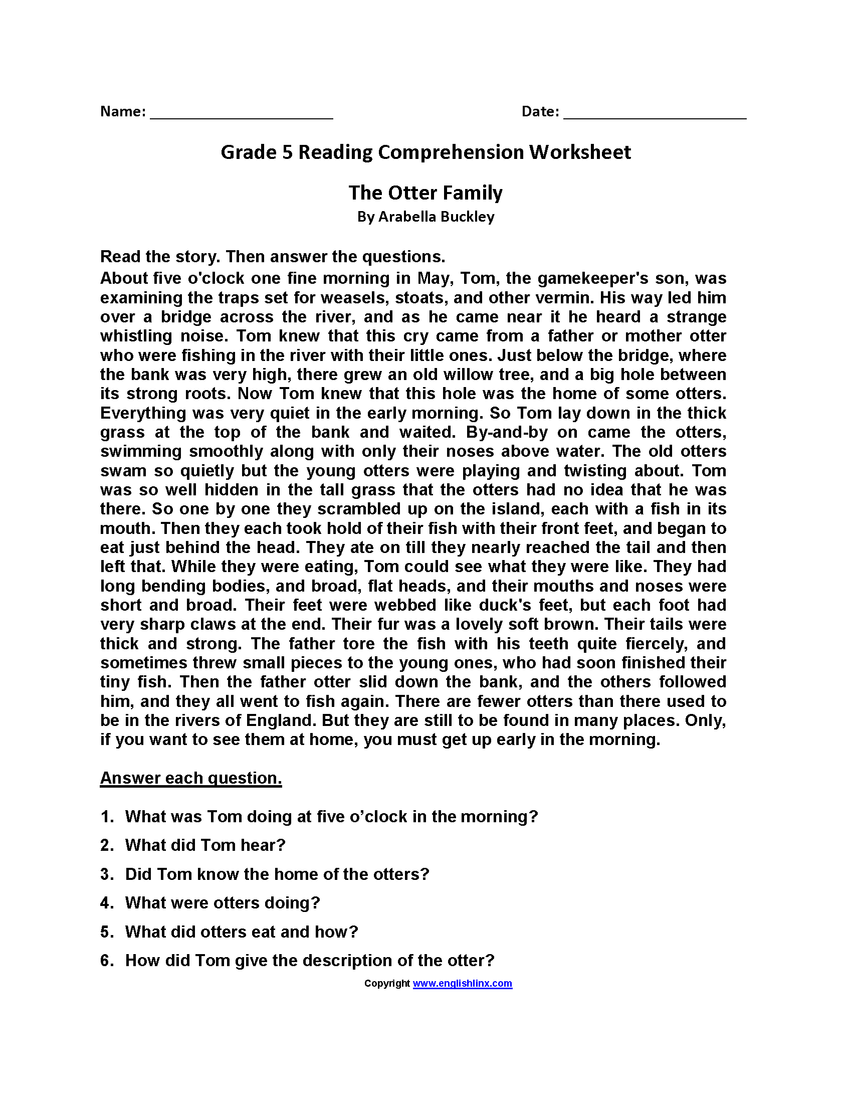 4th Grade Reading Comprehension Worksheets Best Coloring Pages For Kids