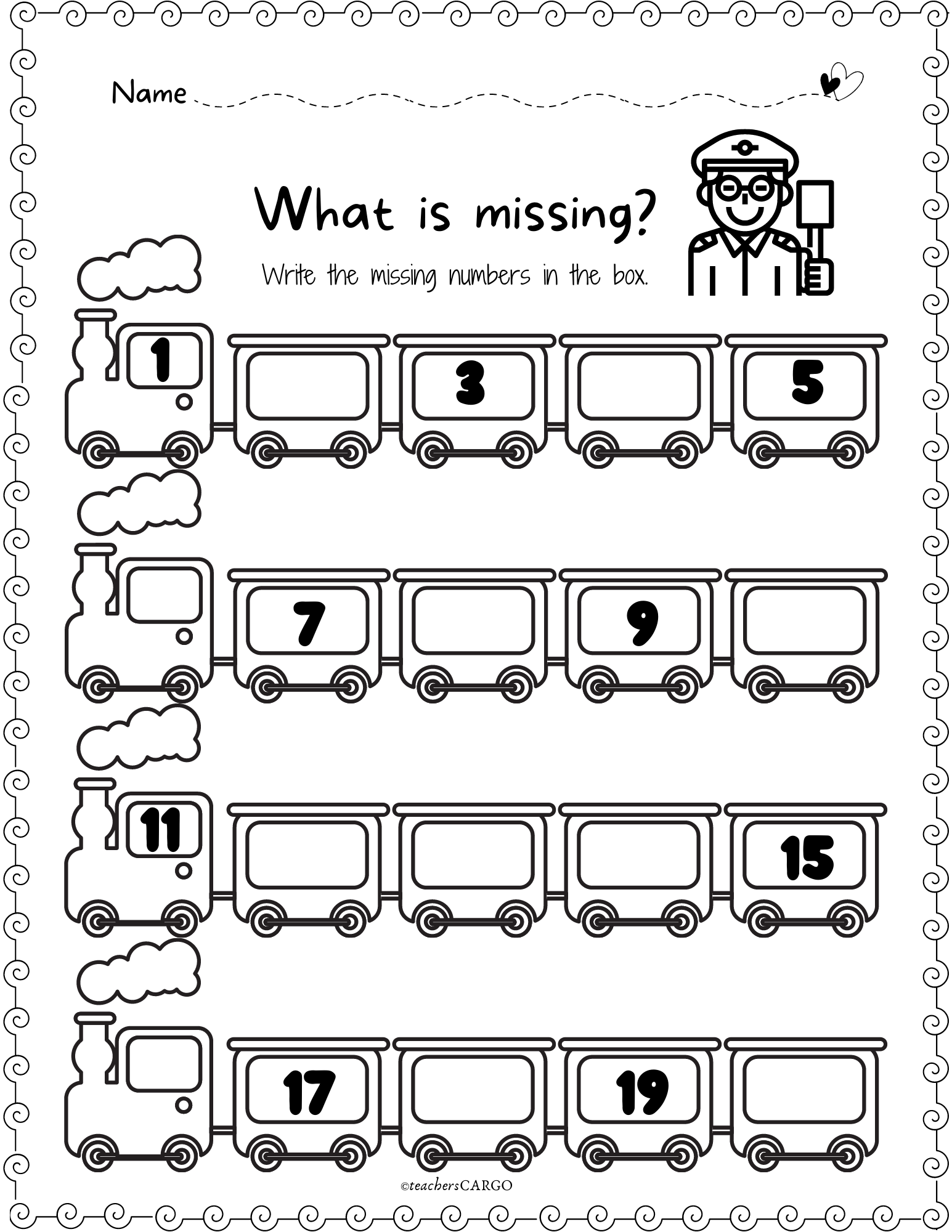 Fill In The Missing Number 1 20 Fill In The Missing Numbers Worksheet Made By Teachers