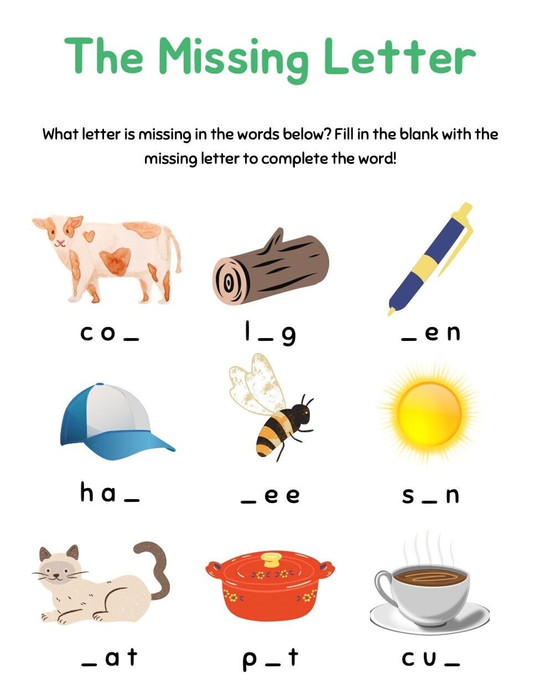 Find The Missing Letter Worksheets Etsy Find The Missing Letter Worksheets Etsy