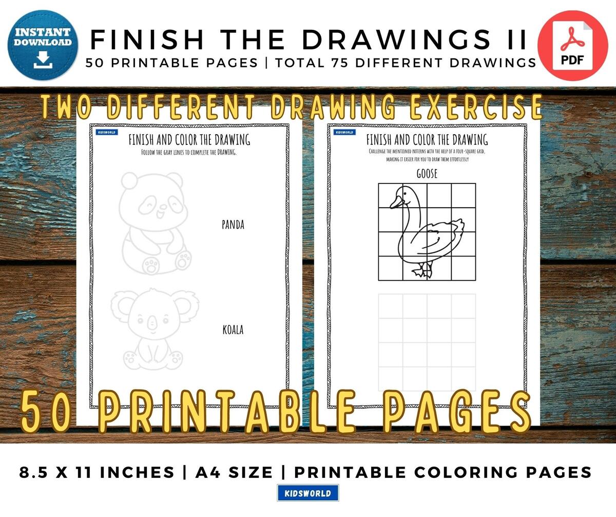 Finish The Drawing II Printable Activities For Kids Kids Busy Coloring Pages 50 Pages Drawing Practice For Kids Instant Download PDF Etsy Finish The Drawing II Printable Activities For Kids Kids Busy Coloring Pages 50 Pages Drawing Practice For Kids Instant Download PDF Etsy