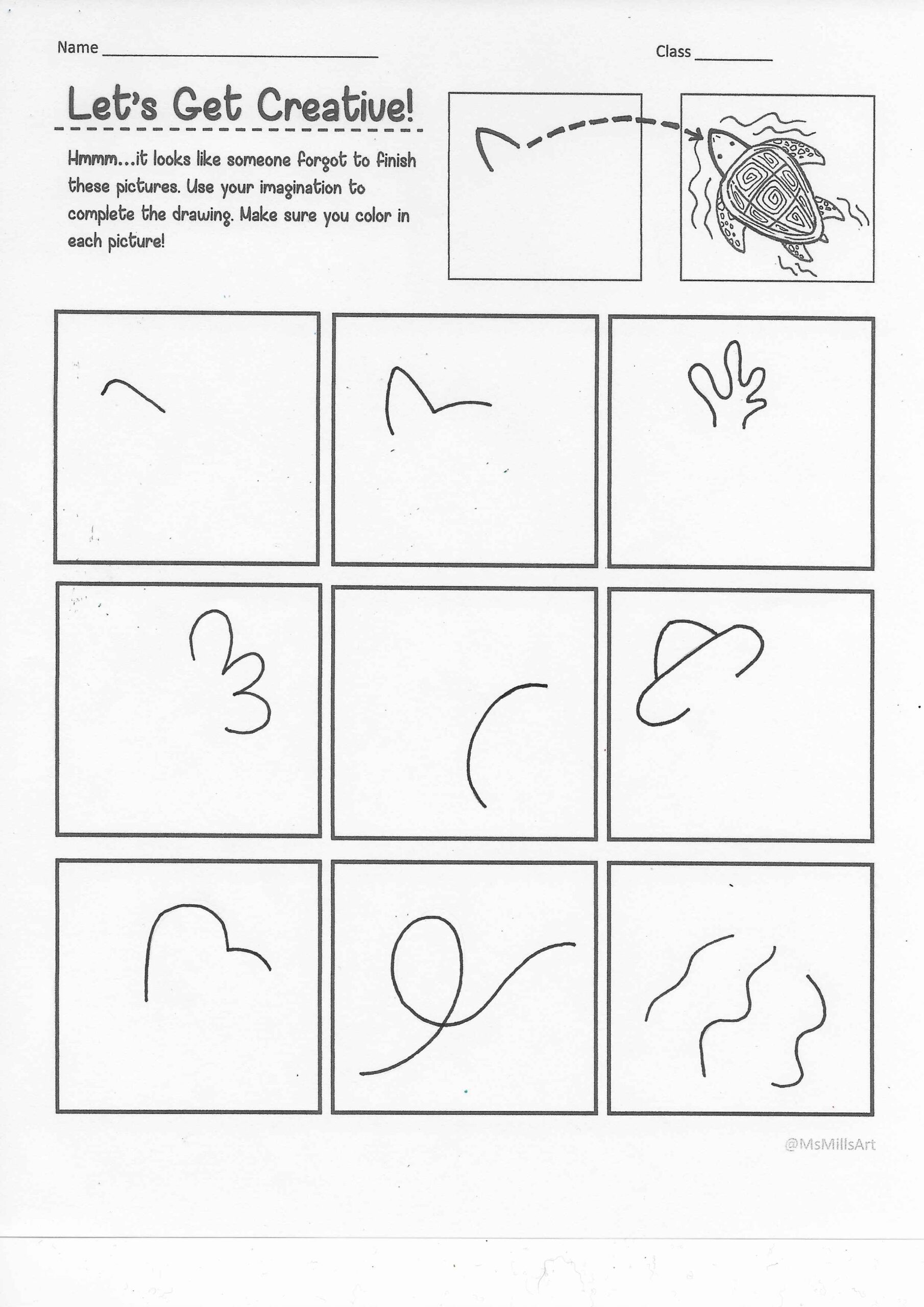 Finish The Drawing Just Your Everyday Art Teacher Worksheets Library